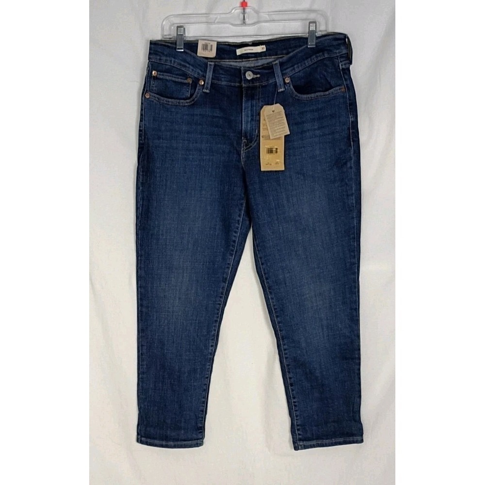 Levi Strauss Blue Boyfriend Jeans Mid Rise Logo Size 30 NEW